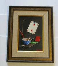 VINTAGE OIL PAINTING Trompe-l'œil SURREALISM STILL LIFE MODERNISM ALFANO DARDARI