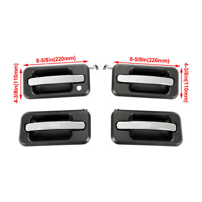 ECCPP 4pc Exterior Door Handle Set For Hummer H2 2003-2009 – Front & Rear, Left & Right – Black With Chrome Trim