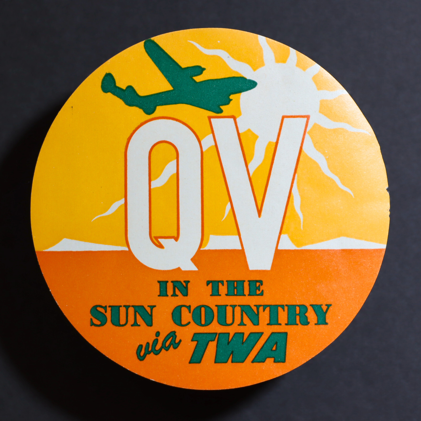 Vintage 1950 TWA Quickie Vacation Airline Luggage Tag-image