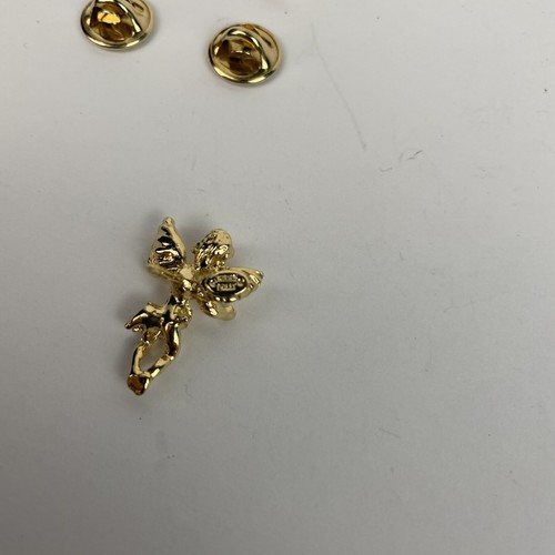 Vintage Signed Kirk's Folly Pair Of Gold Tone Lapel Pin Brooch Angel 1" - 2 Pins - Picture 4 of 6