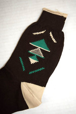 Vintage King James Argyle Socks 40s 50s Kids Women's Size 9 Black Green 8" x 7"