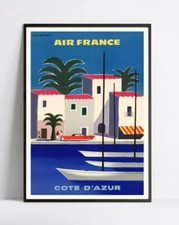 AIR FRANCE Poster Vintage - Stampa su tela di canapa