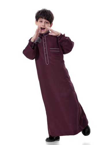Saudi Muslim Boys Kids Robe Thoub Thobe Jubba Daffah Arab Dress Islamic Kaftan - Picture 11 of 45