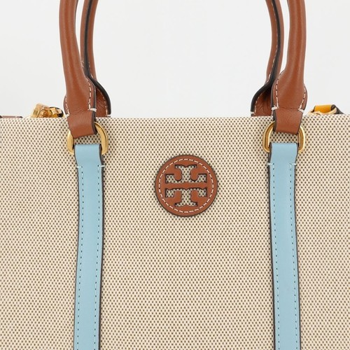 Tory Burch Blake Canvas Small Tote Blue Gold - Picture 9 of 12