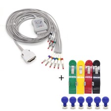 MORTARA 10 WIRE 12 LEAD ECG/EKG Cable Send Chest Suction Cup Bulb+Limb Clamp