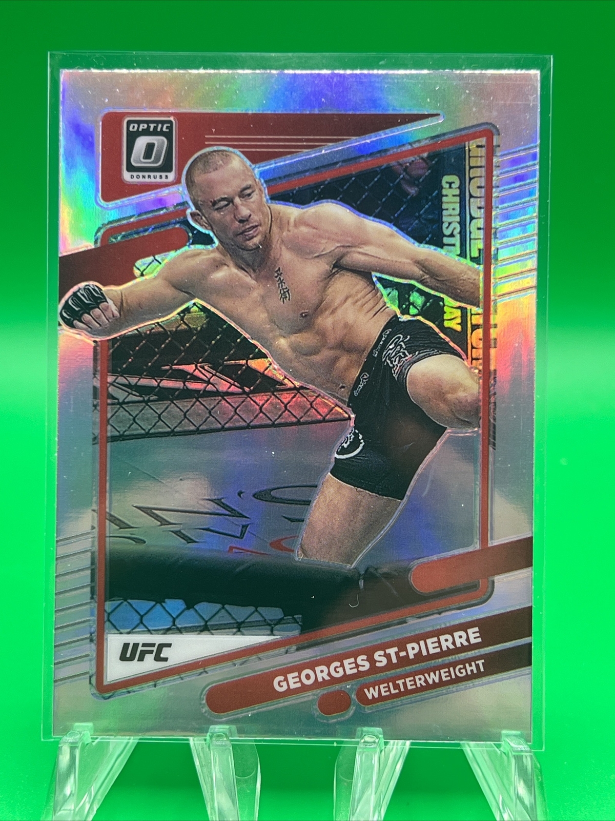 2022 Panini UFC Donruss Optic George St-Pierre #57 Silver Holo Prizm SP