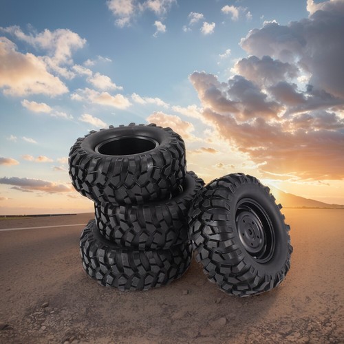 4Pcs Black Rubber Tires Beadlock Wheels Rims for Traxxas AXIAL SCX10 90046 RC4WD - Bild 2 von 18