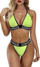 SELINK Women Lingerie Set Deep V Neck Stretch Bra and Panty 2 Piece Letter Print