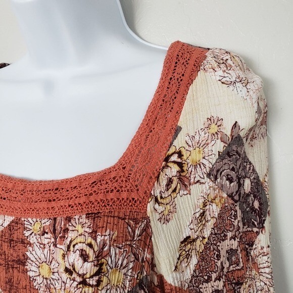 Maurices Medium Boho Patchwork Blouse Quarter Sle… - image 8