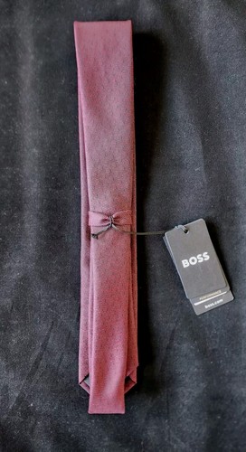HUGO BOSS BLACK LABEL POLYESTER SLIM TIE RED MADE IN ITALY#50479980-NWT - Picture 4 of 6