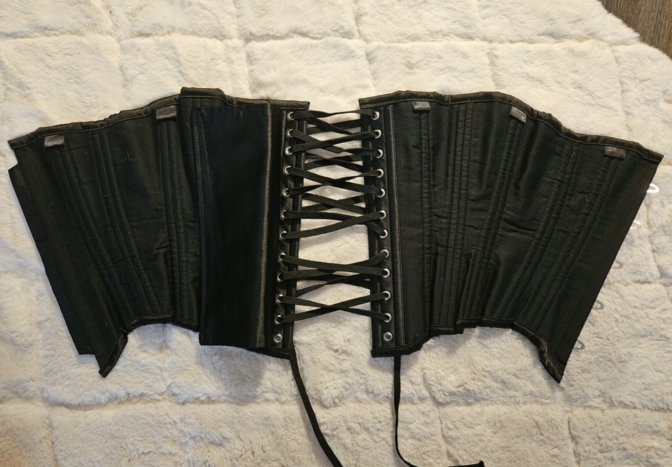 Corset Women's Gothic Black Satin Waist Training Lace Up Bustier Shaper