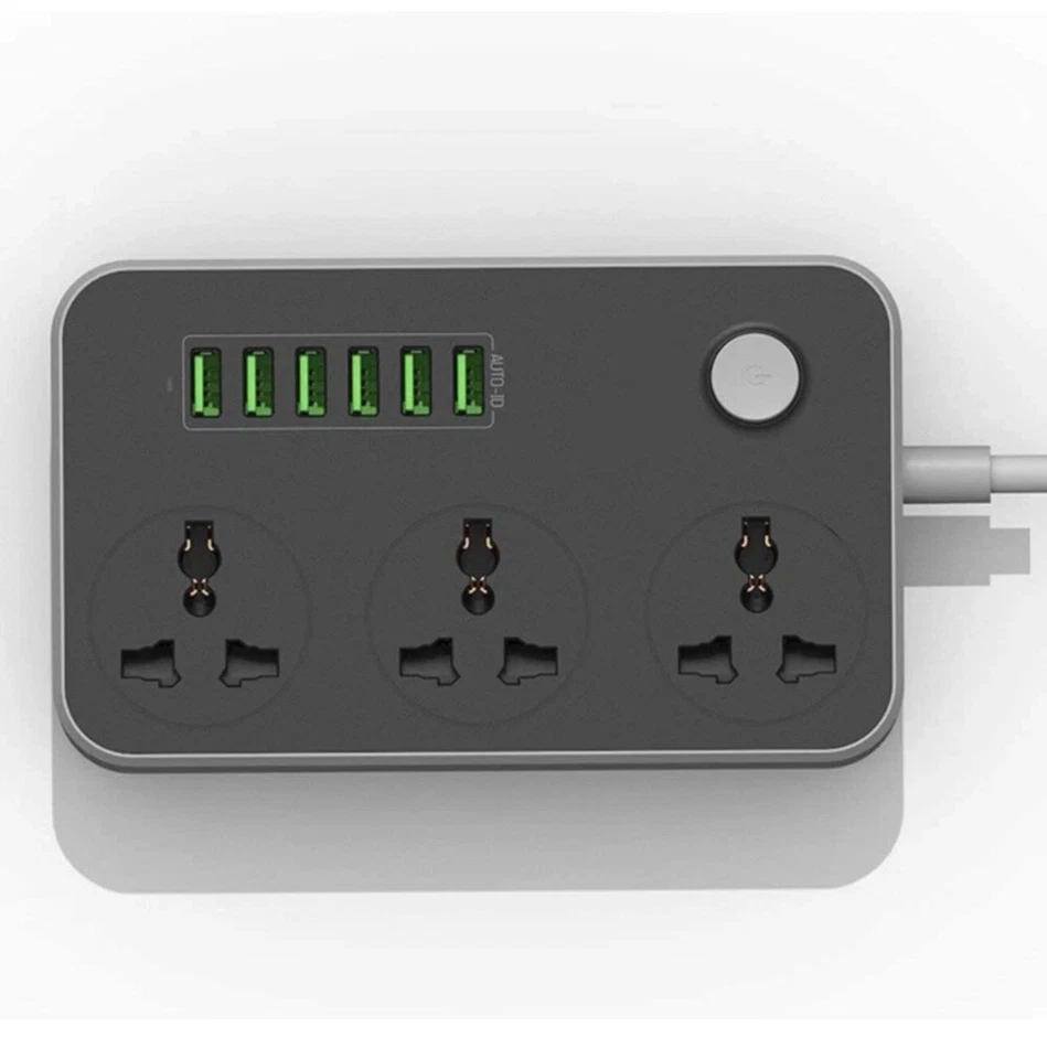 6 USB 3 Plug Sockets, 2m Extension Lead, Durable, Travel Gadget, Daily Use - Image 4 of 4