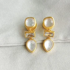 Julie Vos Antonia Gold Clear Crystal Earrings Without dust bag / card