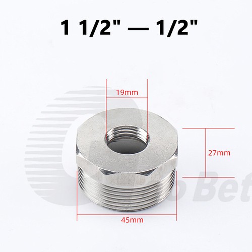 Stainless Steel Reducing Bushing 1/4" - 2" BSP Male Female Thread Pipe Fittings - Picture 18 of 22