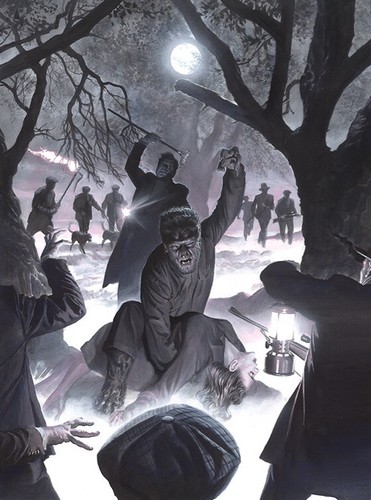 Alex Ross SIGNED Universal Monsters Sideshow Art Print Cheney Wolf Man Epic Dark