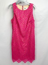 Eliza J Size 2 Pink Crochet Lace Overlay Sleeveles Shift Dress