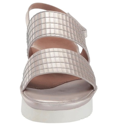 L'Amour Abruzzo Silver Pearl Leather Slingback Sandals Platform Summer Shoes 7 - Picture 2 of 15