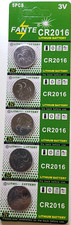 5 PK CR2016 3V LITHIUM BAT. GOOD EXP 12/2029 DL2016 ECR2016 FREE SHIP