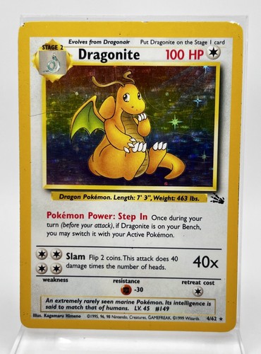 Dragonite Holo 4/62 Pokémon Card 1999 Fossil VERY HP