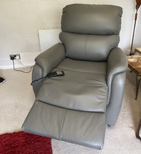 Grey Recliner Armchair Chair with Padded Seat, Reclinable, Solid Plain