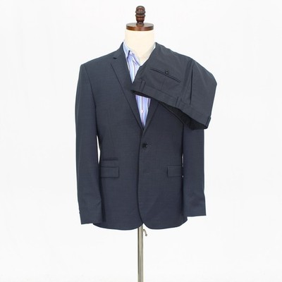 Express 40R 34x29 Gray Full Suit Solid 2-Button Polyester