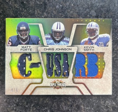 Matt Forte Chris Johnson Kevin Smith 2008 Triple Threads Relic Combos Gold /6