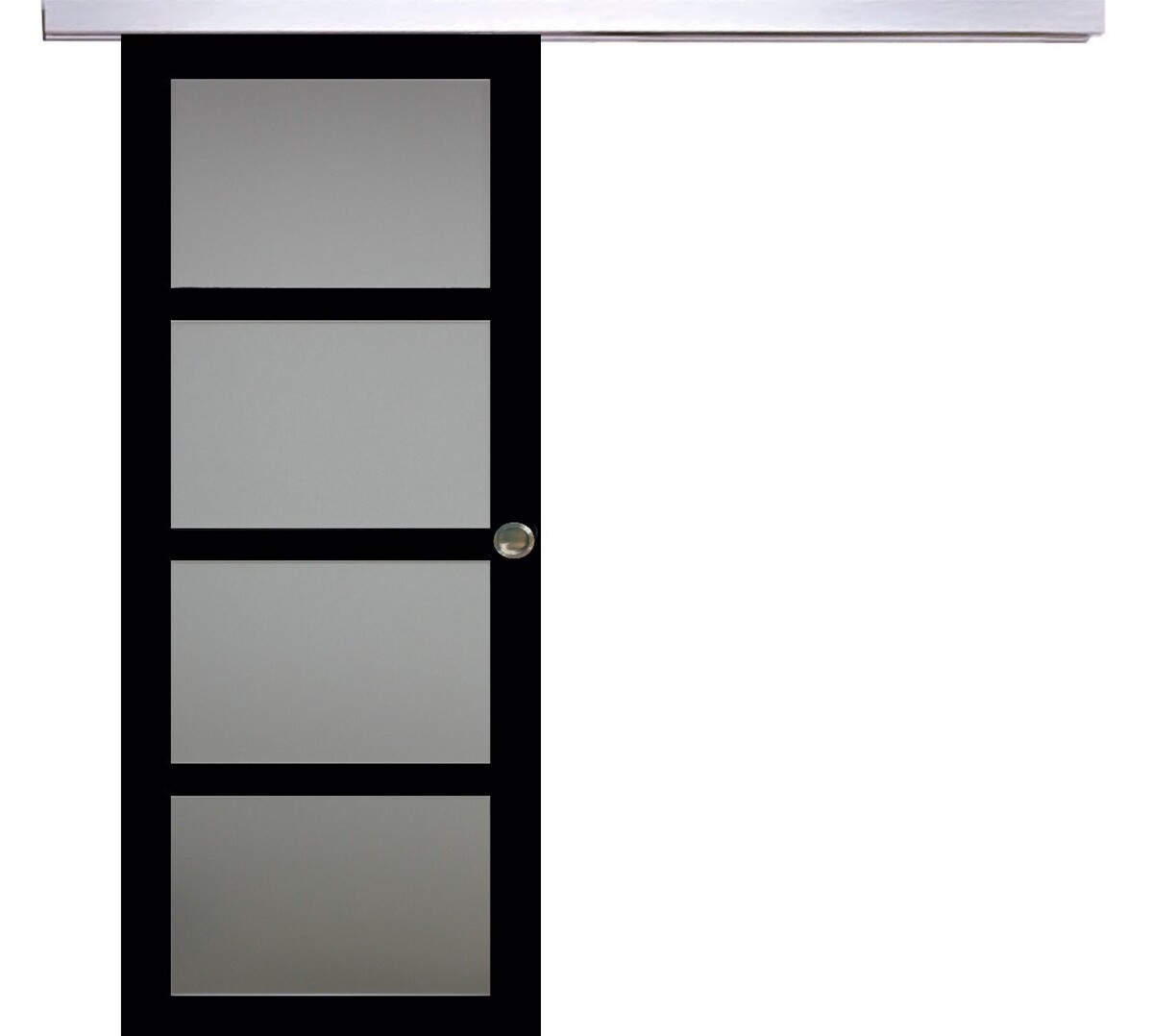 Porte coulissante vitrée Telia au design noir mat et rail alu haute résistance