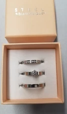Steel by Diamonique Set of 3 Band Rings sz 8