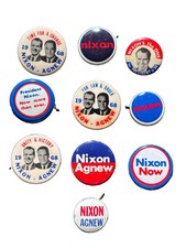 10 Different President Richard Nixon 1968 & 1972 Buttons Pins Lapels Agnew