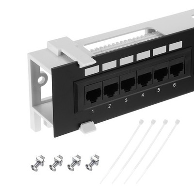 Patch Panel 2.3'' x 10'' Cat6 Key Stone Network 12-Port Patch Panel with Base