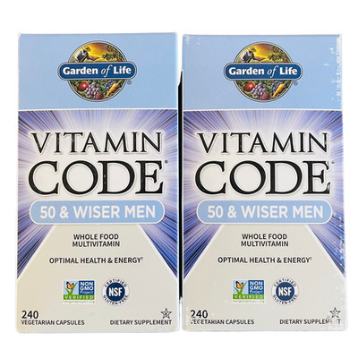 2 x Garden of Life Vitamin Code 50 & Wiser Men Multivitamin, 240ct (Exp 5/26)