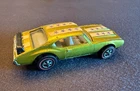 HOT WHEELS REDLINE  OLDS 442 Lime Yellow ALL ORIGINAL WING & TAMPOS! VERY NICE!