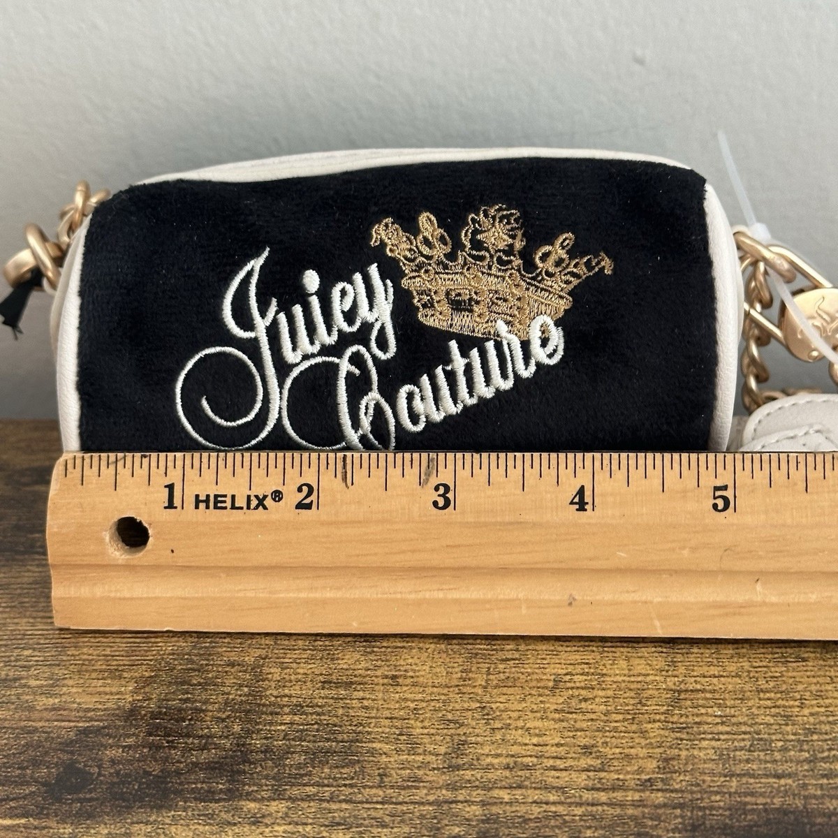 New Juicy Couture Key to Juicy Mini Barrel Handbag Wristlet Black