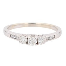 .41ctw Round Cut Diamond Three-Stone Engagement Ring 14k White Gold Size 8.75