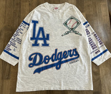 Vintage 90s Long Gone Brooklyn Dodgers AOP 3/4 Sleeve Tee MLB Shirt Large USA