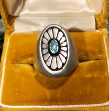 Navajo Silver Ring Size 10-1/2 Frank Taylor (Patrick Taylor) Lander Blue? READ