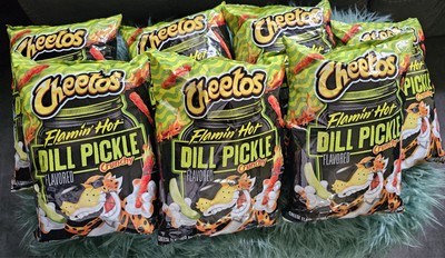 Cheetos Flamin Hot Dill Pickle Flavored LARGE 8.5 OZ~7 BAG LOT. 