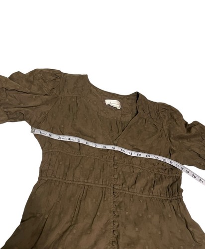 Maxi abito Anthropologie BOHO a strati e vero marrone manica corta TG M cottagecore - Foto 12 di 16