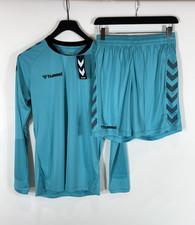 HUMMEL Elite Goalkeepers Set Men's SMALL 2 Piece Sports Shorts Long Sleeve Blue
