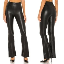 Commando Black Faux Leather Flare Leggings Womens XL Stretch Lined
