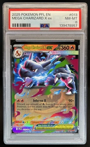 2025 Pokemon Phantasmal Flames Mega Charizard X ex Double Rare #013/094 PSA 8