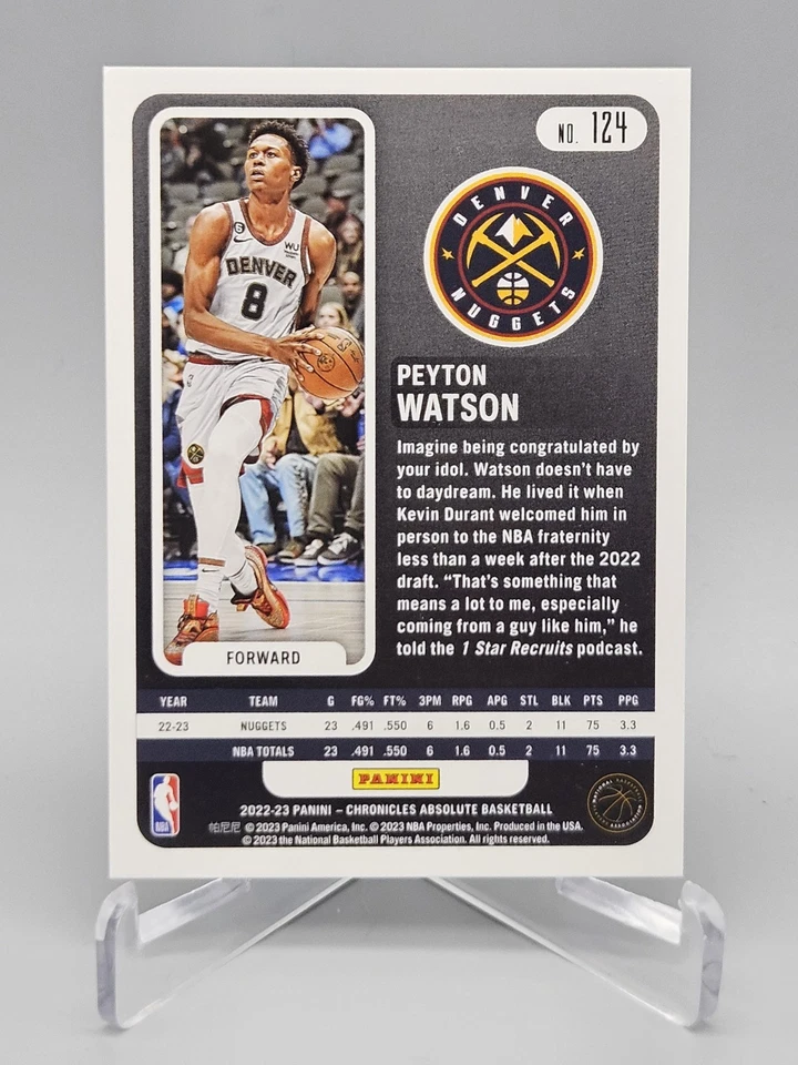 2022 帕尼尼编年史 Absolute Asia Peyton Watson 新秀 RC /8 SSP — 第 4/4 张图片