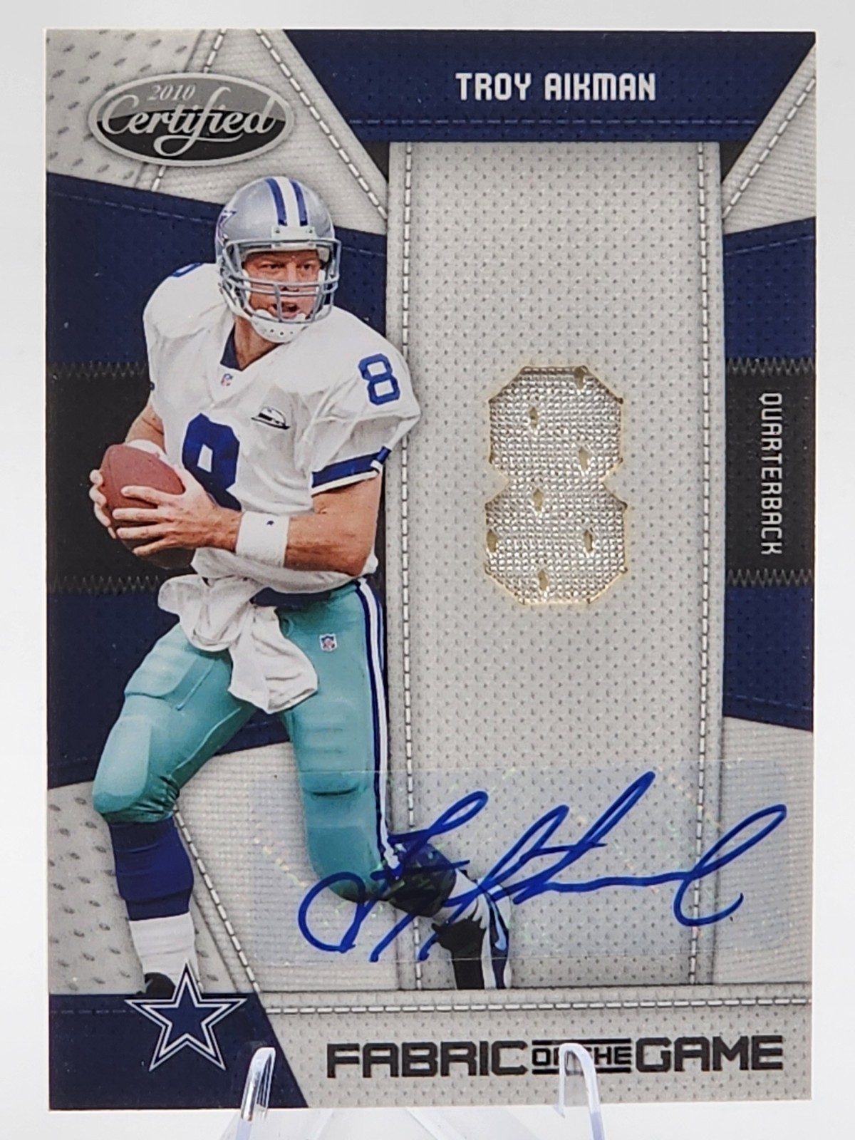 Troy Aikman /25 2010 Panini Certified Auto Game Used Patch Dallas Cowboys SSP view 1