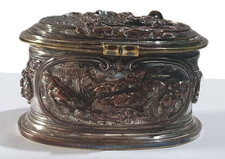 Antique silver plated bronze jewellery box by Louis Th&eacute;ophile Hingre