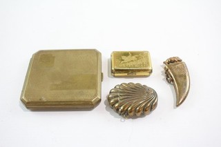Vesta Case Antique Vintage Gold Brass Tone w/ Cigarette Case Shell Shape Etc