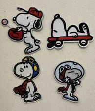 (Set of 4) Peanuts Snoopy Embroidery Patches Iron on or Sew on