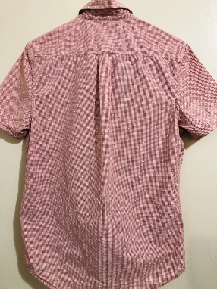 U.S. Polo Assn. Camisa de vestir de hombre manga corta con cuello rojo blanco a cuadros talla S Foto 4 de 4