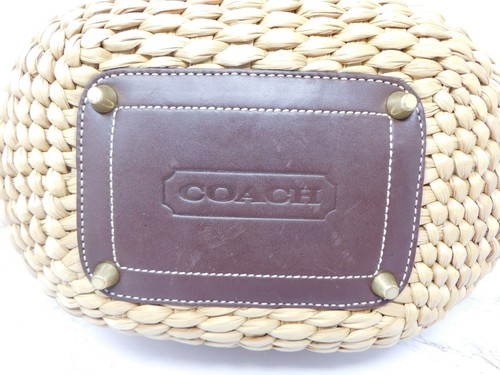 Coach Legacy 10728 Basket Tote Woven Straw Espresso Brown Leather Turn Lock - Picture 14 of 14