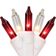 Northlight Set of 35 Red  Clear Mini Christmas Lights 2.5" Spacing - White Wire