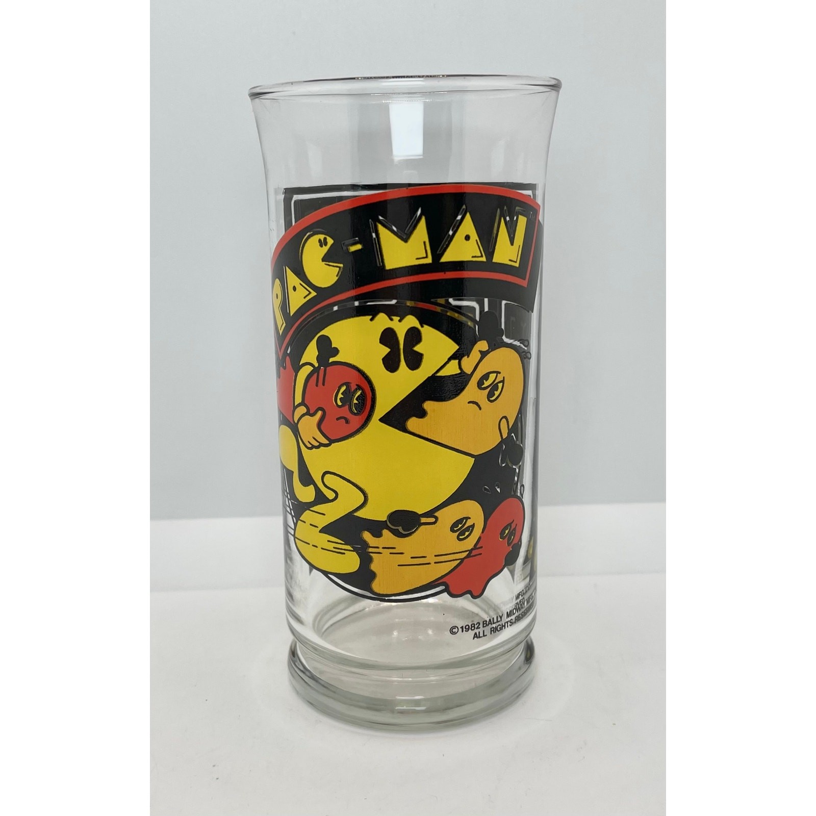 Vintage Pac-Man Video Game Drinking Glass Tumbler 1982 BALLY MIDWAY MFG CO